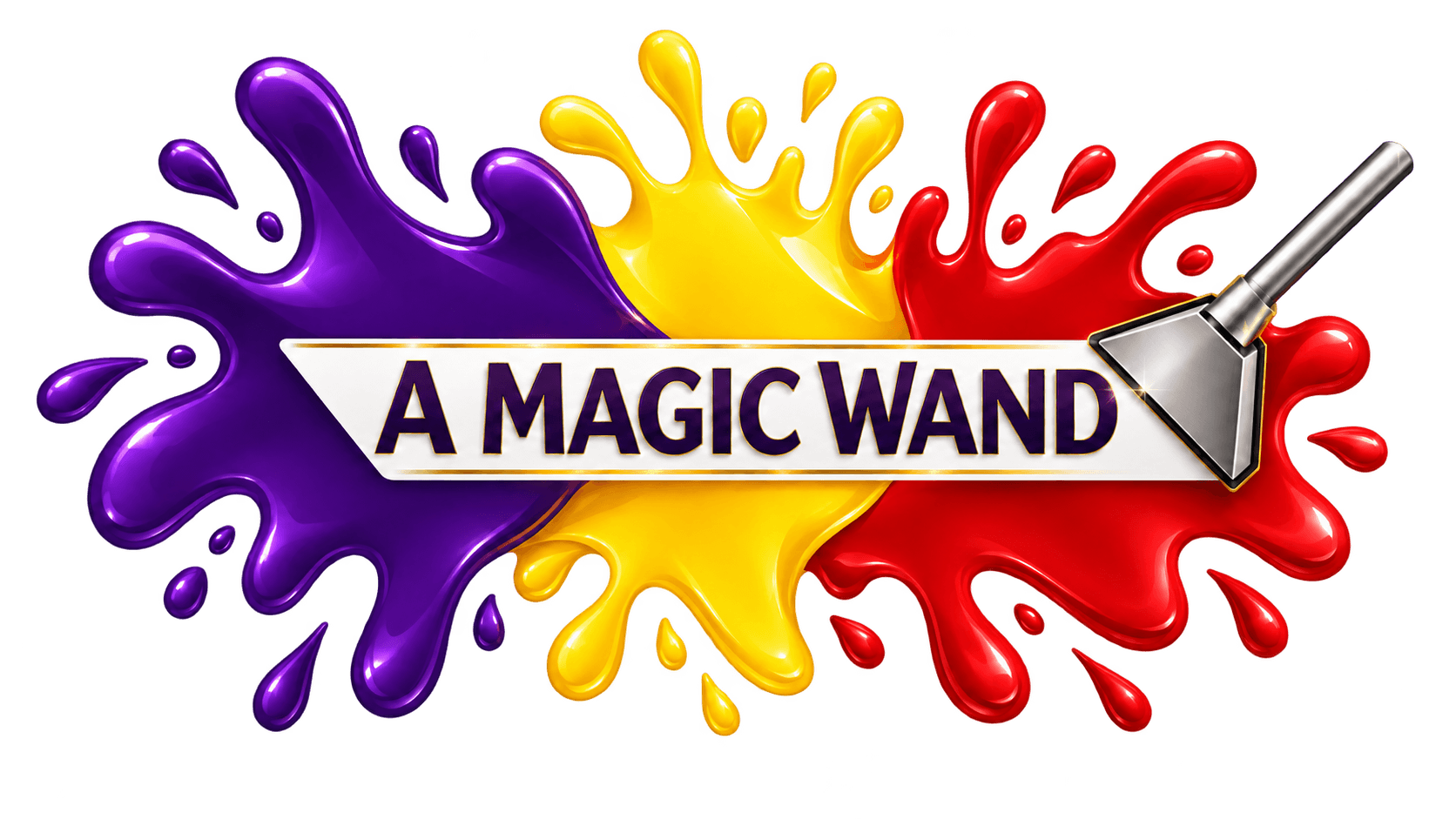 A Magic Wand — purple, gold, and red splashes with a carpet-cleaning wand